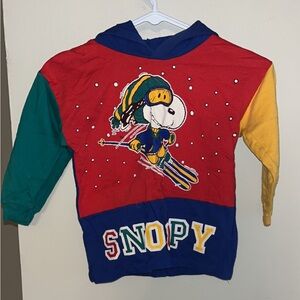 Vintage snoopy ski tshirt hoodie cartoon peanuts size 5 blue red green kids